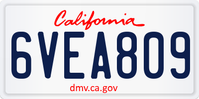 CA license plate 6VEA809