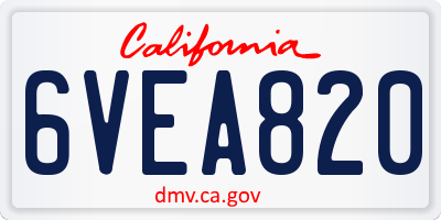 CA license plate 6VEA820