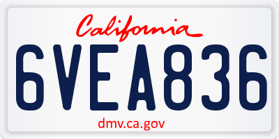 CA license plate 6VEA836