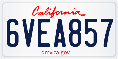 CA license plate 6VEA857