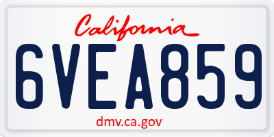 CA license plate 6VEA859