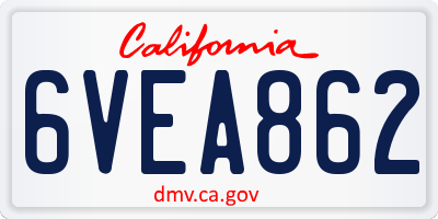CA license plate 6VEA862