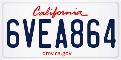 CA license plate 6VEA864