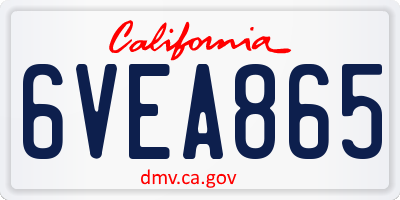 CA license plate 6VEA865