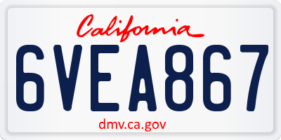 CA license plate 6VEA867