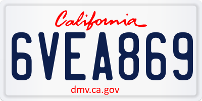CA license plate 6VEA869