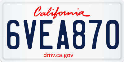 CA license plate 6VEA870