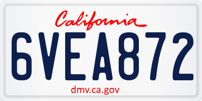 CA license plate 6VEA872