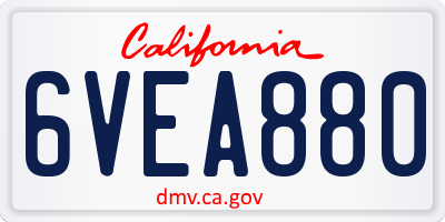 CA license plate 6VEA880