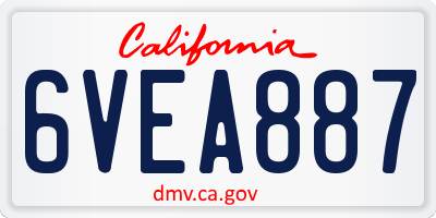 CA license plate 6VEA887