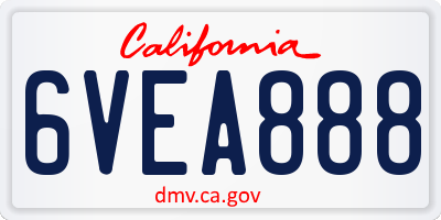 CA license plate 6VEA888