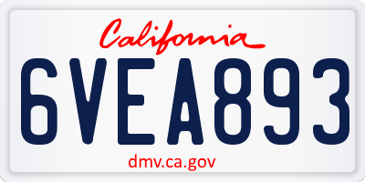 CA license plate 6VEA893