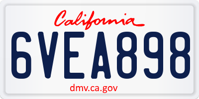 CA license plate 6VEA898
