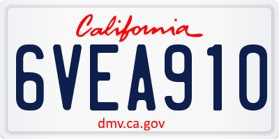 CA license plate 6VEA910