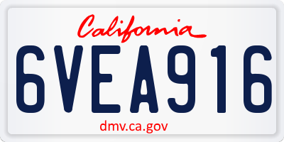 CA license plate 6VEA916