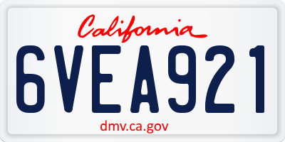 CA license plate 6VEA921