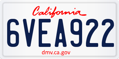 CA license plate 6VEA922