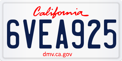 CA license plate 6VEA925