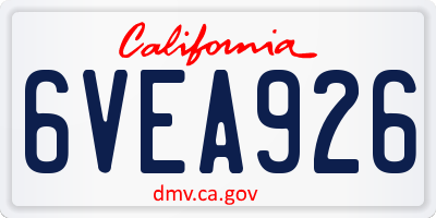 CA license plate 6VEA926