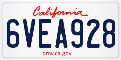CA license plate 6VEA928