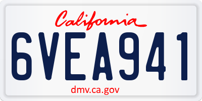 CA license plate 6VEA941