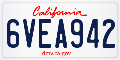 CA license plate 6VEA942