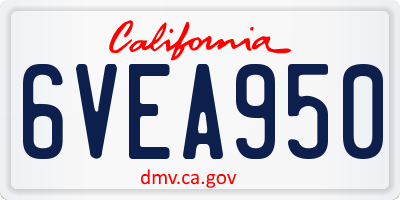 CA license plate 6VEA950
