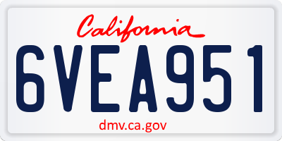CA license plate 6VEA951