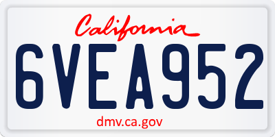CA license plate 6VEA952