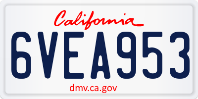 CA license plate 6VEA953