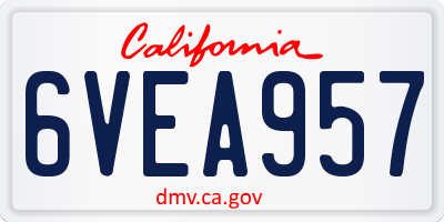CA license plate 6VEA957
