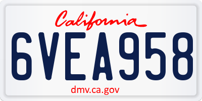 CA license plate 6VEA958