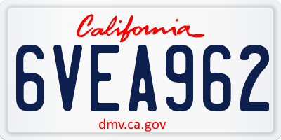 CA license plate 6VEA962
