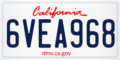 CA license plate 6VEA968