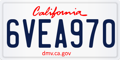 CA license plate 6VEA970