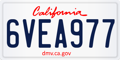 CA license plate 6VEA977