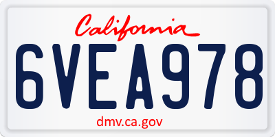 CA license plate 6VEA978