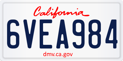 CA license plate 6VEA984