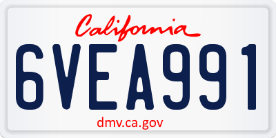 CA license plate 6VEA991