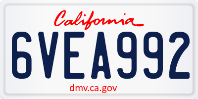 CA license plate 6VEA992