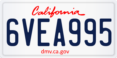 CA license plate 6VEA995