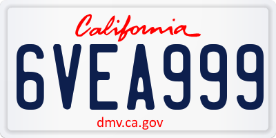 CA license plate 6VEA999