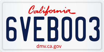 CA license plate 6VEB003