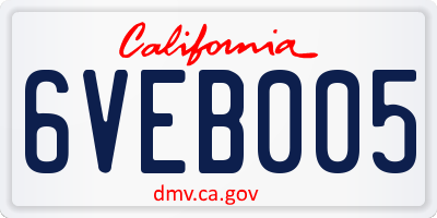 CA license plate 6VEB005