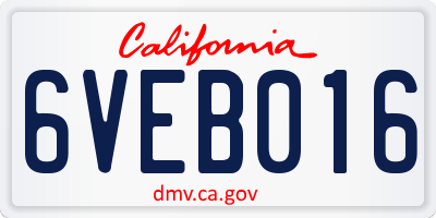 CA license plate 6VEB016