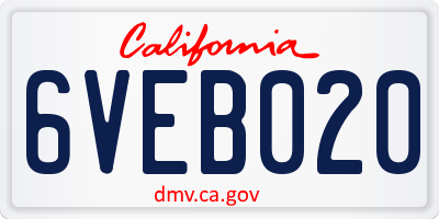 CA license plate 6VEB020