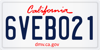CA license plate 6VEB021