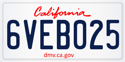 CA license plate 6VEB025