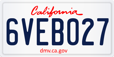 CA license plate 6VEB027