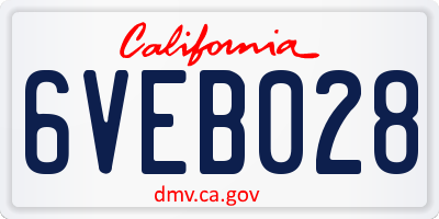 CA license plate 6VEB028
